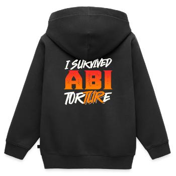 Abiturienten I SURVIVED ABI TORTURE Lustiges - Kinder Premium Organic Zip Hoodie - Schwarz - Hinten - AI Model Kid Male (0cm)