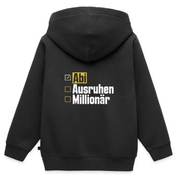 Abitur ABI AUSRUHEN MILLIONÄR Abi Lustiges - Kinder Premium Organic Zip Hoodie - Schwarz - Hinten - AI Model Kid Male (0cm)