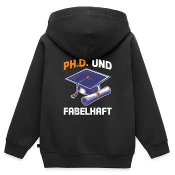 PH.D UND FABELHAFT Doktorand Lustiges - Kinder Premium Organic Zip Hoodie - Schwarz - Hinten - AI Model Kid Male (0cm)