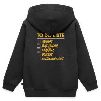 Doktortitel TO DO LISTE DOCTOR WELTHERRSCHAFT - Kinder Premium Organic Zip Hoodie - Schwarz - Hinten - AI Model Kid Male (0cm)