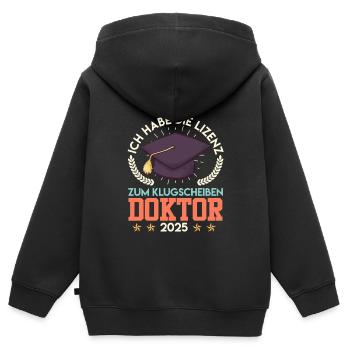 Doktortitel HABE DIE LIZENZ ZUM KLUGSCHEIßEN - Kinder Premium Organic Zip Hoodie - Schwarz - Hinten - AI Model Kid Male (0cm)