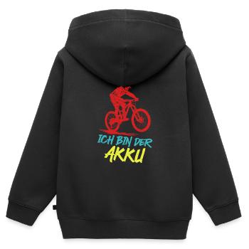 Radfahrer ICH BIN DER AKKU Radeln Lustiges - Kinder Premium Organic Zip Hoodie - Schwarz - Hinten - AI Model Kid Male (0cm)