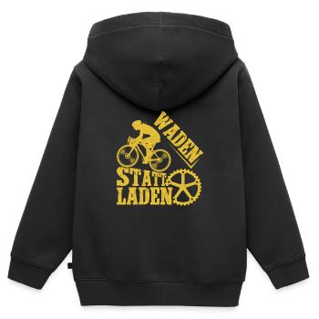 Radfahrer WADEN STATT LADEN Radeln Lustiges - Kinder Premium Organic Zip Hoodie - Schwarz - Hinten - AI Model Kid Male (0cm)
