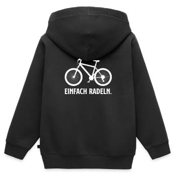 Radfahren EINFACH RADELN Radfahrer Lustiges - Kinder Premium Organic Zip Hoodie - Schwarz - Hinten - AI Model Kid Male (0cm)