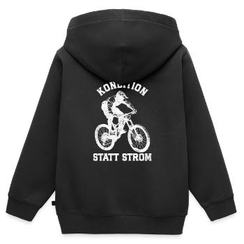 Radler KONDITION STATT STROM Radeln Lustiges - Kinder Premium Organic Zip Hoodie - Schwarz - Hinten - AI Model Kid Male (0cm)