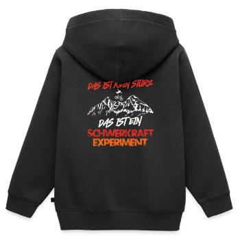 Radfahrer DAS IST KEIN STURZ DAS IST EXPERIMENT - Kinder Premium Organic Zip Hoodie - Schwarz - Hinten - AI Model Kid Male (0cm)
