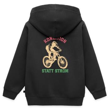 Radler KONDITION STATT STROM Radeln Lustiges - Kinder Premium Organic Zip Hoodie - Schwarz - Hinten - AI Model Kid Male (0cm)