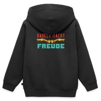 RADELN MACHT FREUDE Radfahren Lustiges - Kinder Premium Organic Zip Hoodie - Schwarz - Hinten - AI Model Kid Male (0cm)