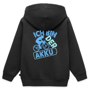 Radfahrer ICH BIN DER AKKU Radeln Lustiges - Kinder Premium Organic Zip Hoodie - Schwarz - Hinten - AI Model Kid Male (0cm)