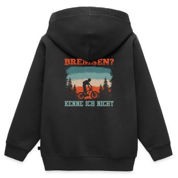 Mountainbiken BREMSEN? KENNE ICH NICHT Lustiges - Kinder Premium Organic Zip Hoodie - Schwarz - Hinten - AI Model Kid Male (0cm)