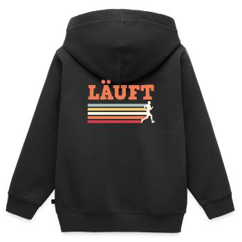 Läufer LÄUFT Laufen Lustiges - Kinder Premium Organic Zip Hoodie - Schwarz - Hinten - AI Model Kid Male (0cm)