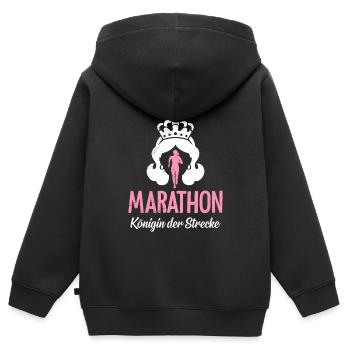 MARATHON KÖNIGIN DER STRECKE Läuferin Lustiges - Kinder Premium Organic Zip Hoodie - Schwarz - Hinten - AI Model Kid Male (0cm)