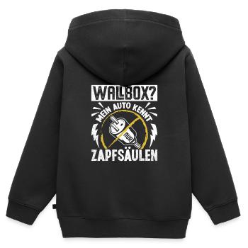 Gas Fahrer WALL BOX MEIN AUTO KENNT ZAPFSÄULEN - Kinder Premium Organic Zip Hoodie - Schwarz - Hinten - AI Model Kid Male (0cm)