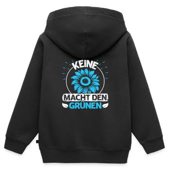 Windkraft MACHT DEN GRÜNEN Lustig - Kinder Premium Organic Zip Hoodie - Schwarz - Hinten - AI Model Kid Male (0cm)