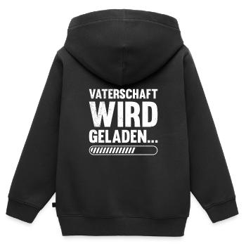 VATERSCHAFT WIRD GELADEN Lustiges - Kinder Premium Organic Zip Hoodie - Schwarz - Hinten - AI Model Kid Male (0cm)