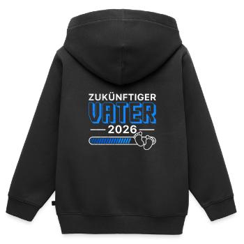 ZUKÜNFTIGER VATER 2026 Vaterschaft Lustiges - Kinder Premium Organic Zip Hoodie - Schwarz - Hinten - AI Model Kid Male (0cm)