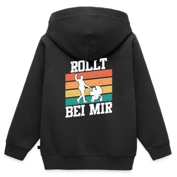 Werdender Vater ROLLT BEI MIR Lustiges - Kinder Premium Organic Zip Hoodie - Schwarz - Hinten - AI Model Kid Male (0cm)