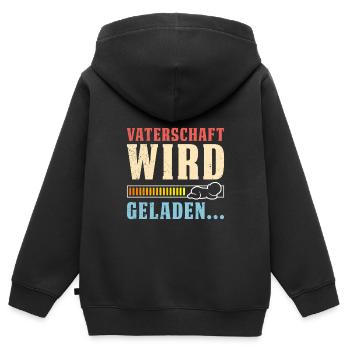 VATERSCHAFT WIRD GELADEN Lustiges - Kinder Premium Organic Zip Hoodie - Schwarz - Hinten - AI Model Kid Male (0cm)