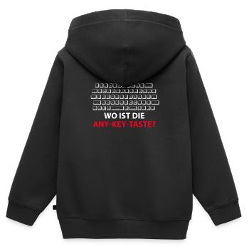 Wo ist die Any-Key-Taste? Any Key - Kinder Premium Organic Zip Hoodie - Schwarz - Hinten - AI Model Kid Male (0cm)