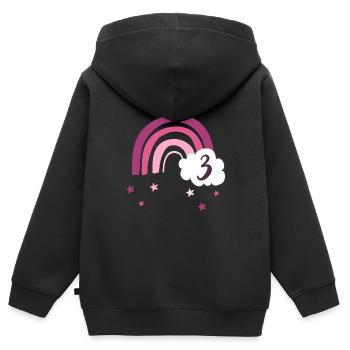 Third Birthday Rainbow - Kids Premium Organic Zip-up Hoodie - black - Back - AI Model Kid Male (0cm)