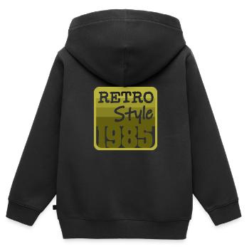 1985 - Kinder Premium Organic Zip Hoodie - Schwarz - Hinten - AI Model Kid Male (0cm)