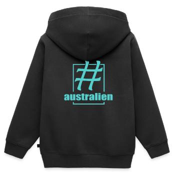 australien - Kinder Premium Organic Zip Hoodie - Schwarz - Hinten - AI Model Kid Male (0cm)