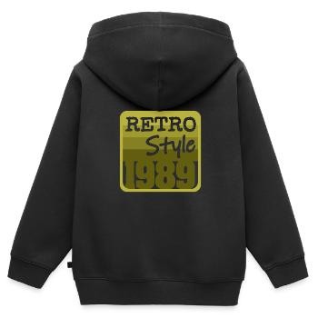 Retro Style 1989 - Kinder Premium Organic Zip Hoodie - Schwarz - Hinten - AI Model Kid Male (0cm)