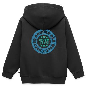 Geschwister 1975 - Kinder Premium Organic Zip Hoodie - Schwarz - Hinten - AI Model Kid Male (0cm)