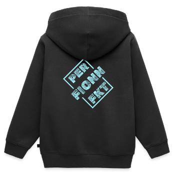Perfekt Einzigartig Fionn - Kinder Premium Organic Zip Hoodie - Schwarz - Hinten - AI Model Kid Male (0cm)