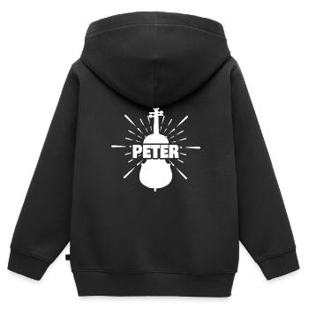 Prénom Peter - Sweat Premium à capuche zippé enfant bio - noir - Dos - AI Model Kid Male (0cm)
