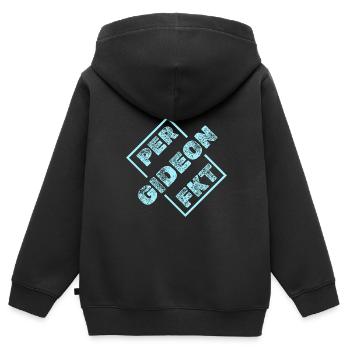 Perfekt Gideon - Kinder Premium Organic Zip Hoodie - Schwarz - Hinten - AI Model Kid Male (0cm)