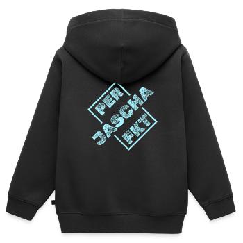 Perfekt Jascha - Kinder Premium Organic Zip Hoodie - Schwarz - Hinten - AI Model Kid Male (0cm)