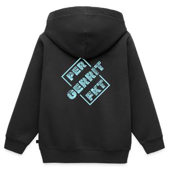 Perfekt Gerrit - Kinder Premium Organic Zip Hoodie - Schwarz - Hinten - AI Model Kid Male (0cm)