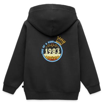 Baujahr 1983 - Kinder Premium Organic Zip Hoodie - Schwarz - Hinten - AI Model Kid Male (0cm)