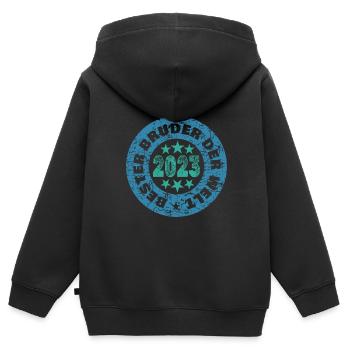 Geschwister 2023 - Kinder Premium Organic Zip Hoodie - Schwarz - Hinten - AI Model Kid Male (0cm)