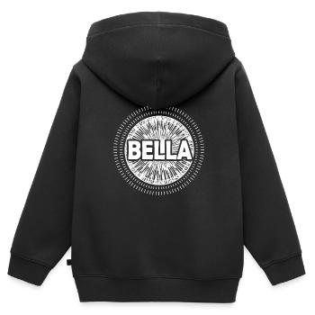Geschenkidee Bella - Kinder Premium Organic Zip Hoodie - Schwarz - Hinten - AI Model Kid Male (0cm)