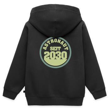 geboren 2030 - Kinder Premium Organic Zip Hoodie - Schwarz - Hinten - AI Model Kid Male (0cm)