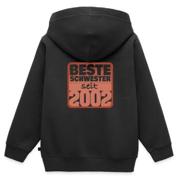 Geschwister 2002 - Kinder Premium Organic Zip Hoodie - Schwarz - Hinten - AI Model Kid Male (0cm)