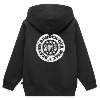 Geschwister 2013 - Kinder Premium Organic Zip Hoodie - Schwarz - Hinten - AI Model Kid Male (0cm)