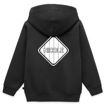 Cadeau pour Nicole - Sweat Premium à capuche zippé enfant bio - noir - Dos - AI Model Kid Male (0cm)