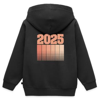 2025 - Kinder Premium Organic Zip Hoodie - Schwarz - Hinten - AI Model Kid Male (0cm)