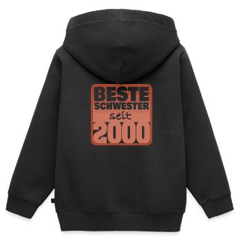 2000 - Kinder Premium Organic Zip Hoodie - Schwarz - Hinten - AI Model Kid Male (0cm)
