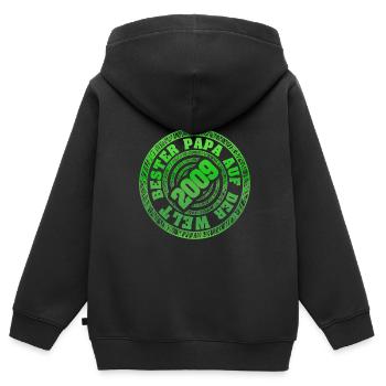 Geboren 2009 - Kinder Premium Organic Zip Hoodie - Schwarz - Hinten - AI Model Kid Male (0cm)