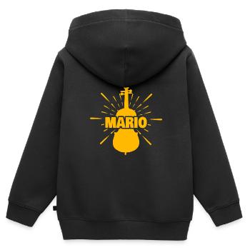 Prénom Mario - Sweat Premium à capuche zippé enfant bio - noir - Dos - AI Model Kid Male (0cm)