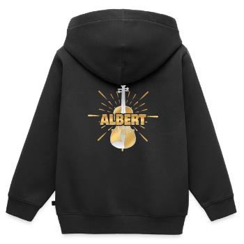 Violinist Albert - Kinder Premium Organic Zip Hoodie - Schwarz - Hinten - AI Model Kid Male (0cm)