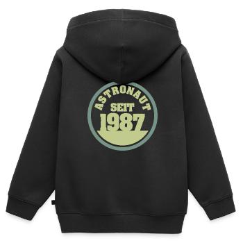 1987 - Kinder Premium Organic Zip Hoodie - Schwarz - Hinten - AI Model Kid Male (0cm)