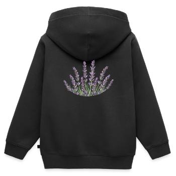 Pailles de lavande Lavande - Sweat Premium à capuche zippé enfant bio - noir - Dos - AI Model Kid Male (0cm)