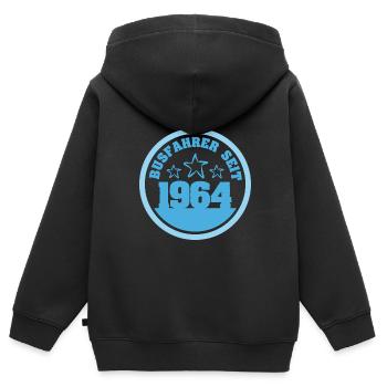 1964 - Kinder Premium Organic Zip Hoodie - Schwarz - Hinten - AI Model Kid Male (0cm)