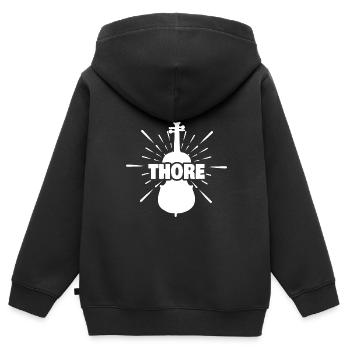 Prénom Thore - Sweat Premium à capuche zippé enfant bio - noir - Dos - AI Model Kid Male (0cm)