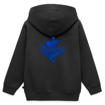 August - Kinder Premium Organic Zip Hoodie - Schwarz - Hinten - AI Model Kid Male (0cm)